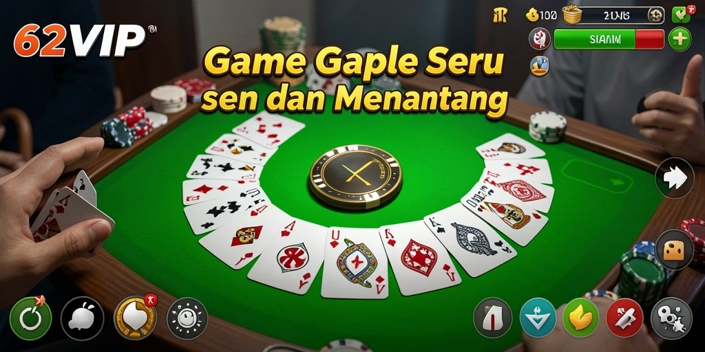 Screenshot gameplay 62VIP menampilkan suasana bermain Gaple yang menyenangkan.