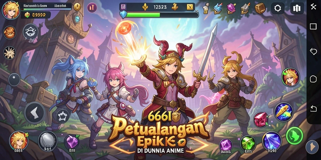 Tampilan gameplay <strong>666I</strong> yang menarik dengan karakter anime ikonik.