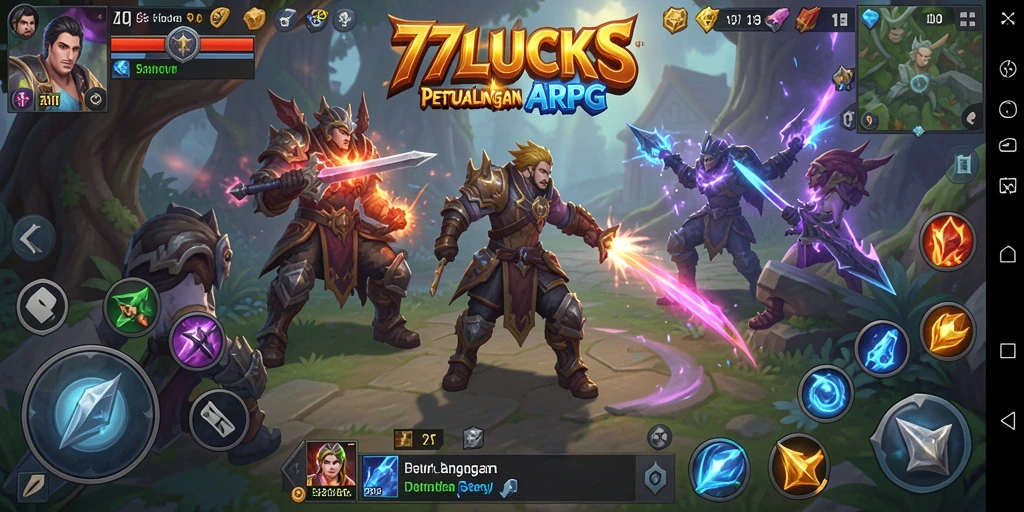 Tampilan gameplay menakjubkan dari 77LUCKS dalam pertempuran epik.