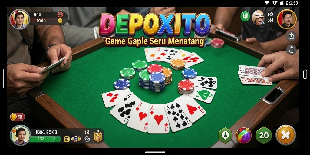 Gameplay seru Gaple dalam DEPOXITO yang mengasyikkan.