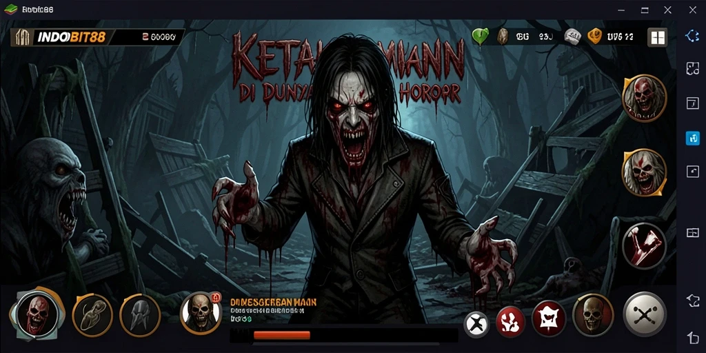 Tangkapan layar menampilkan suasana menyeramkan dalam gameplay INDOBIT88.