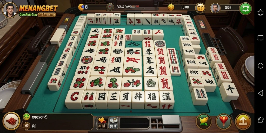 Tampilan gameplay MENANGBET yang menarik dengan ubin Mahjong berwarna-warni.