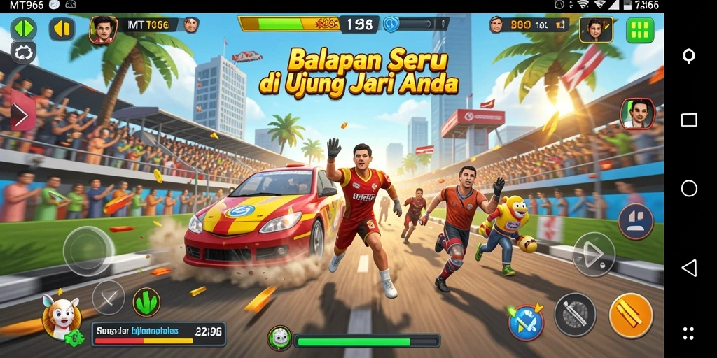 Tampilan menarik dari gameplay balapan di MT966.
