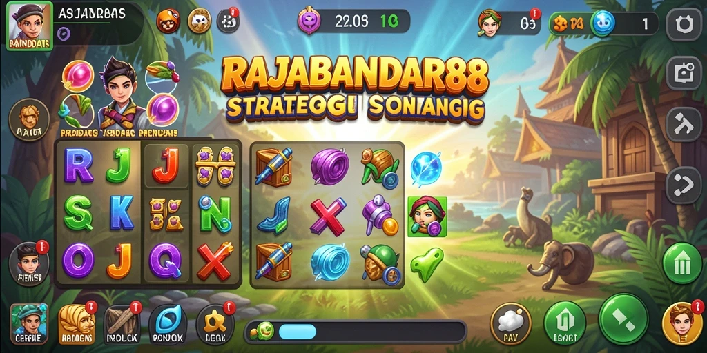 Tampilan gameplay mendebarkan dengan banyak strategi dalam RAJABANDAR88.