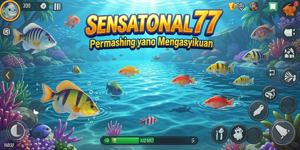Screenshot utama SENSATIONAL77 menampilkan aksi memancing seru.