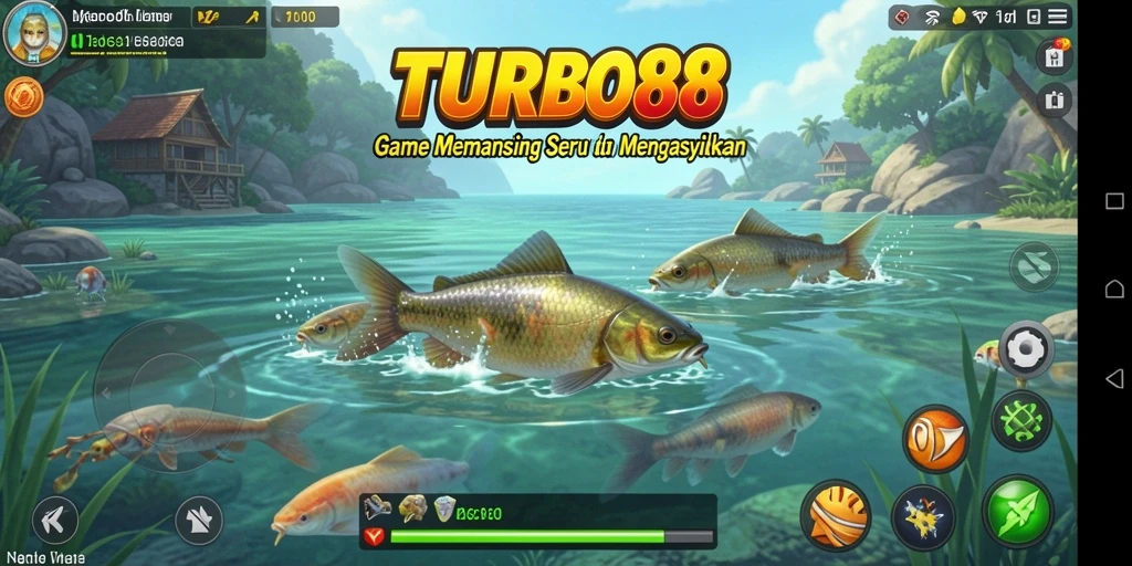 Tampilan gameplay menarik dari TURBO88 saat menangkap ikan.