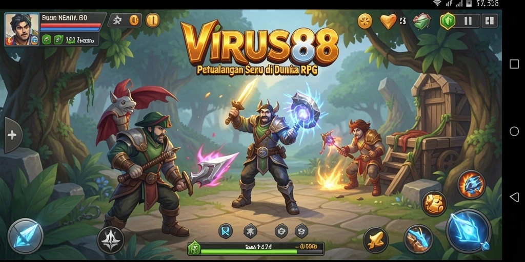 Tampilan gameplay mendebarkan di dunia RPG VIRUS88.
